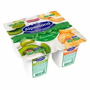 Йогурт Alpenland киви-крыжовник-ананас 0.3% 95 гр., ПЭТ