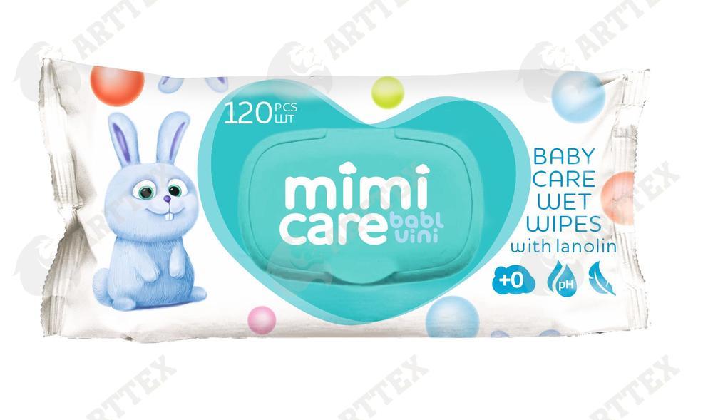 Салфетки влажные BablVini mimi care голубые 120 шт., флоу-пак