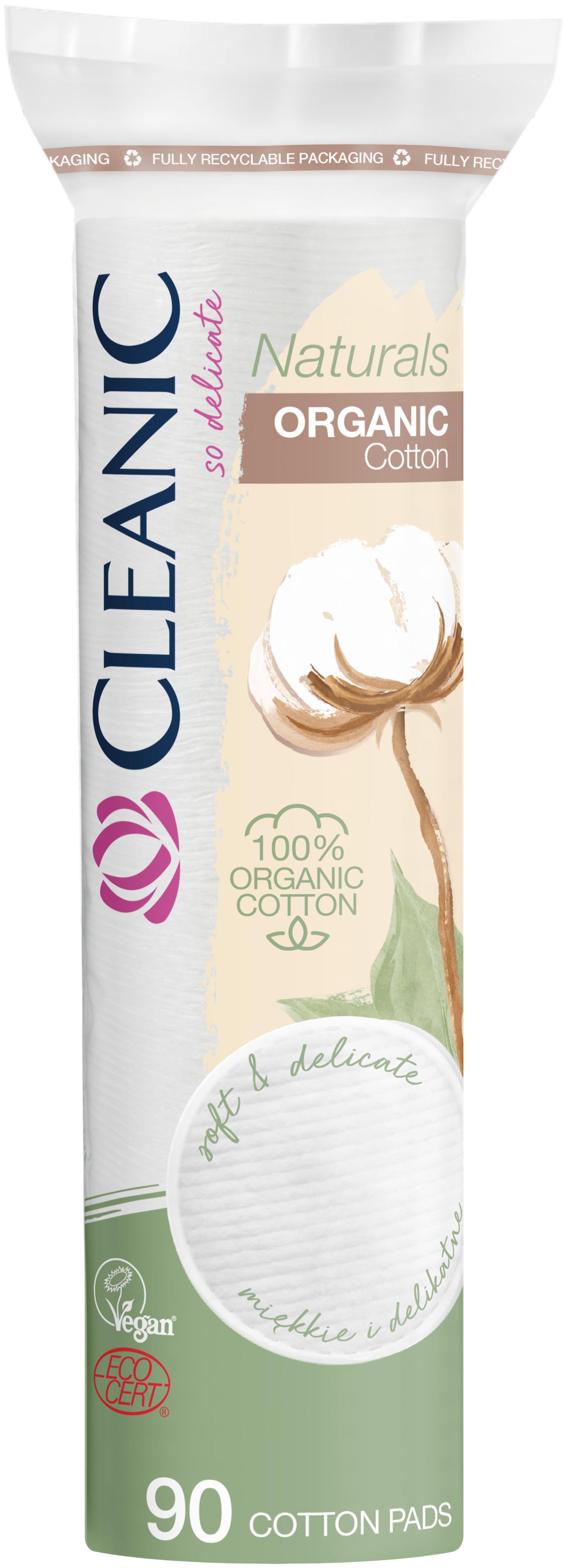 Ватные диски гигиенические CLEANIC Naturals Organic Cotton 90 шт., флоу-пак