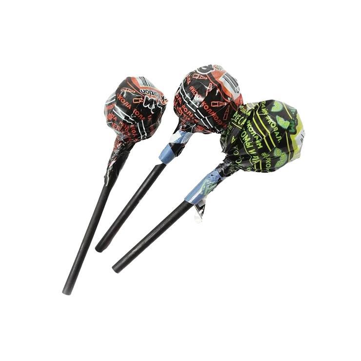 Карамель на палочке Фрутти Black Edition кола лайм ваниль вишня 12 гр., обертка