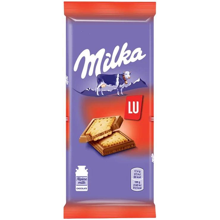 Шоколад Milka LU молочный с печеньем 87 гр., флоу-пак