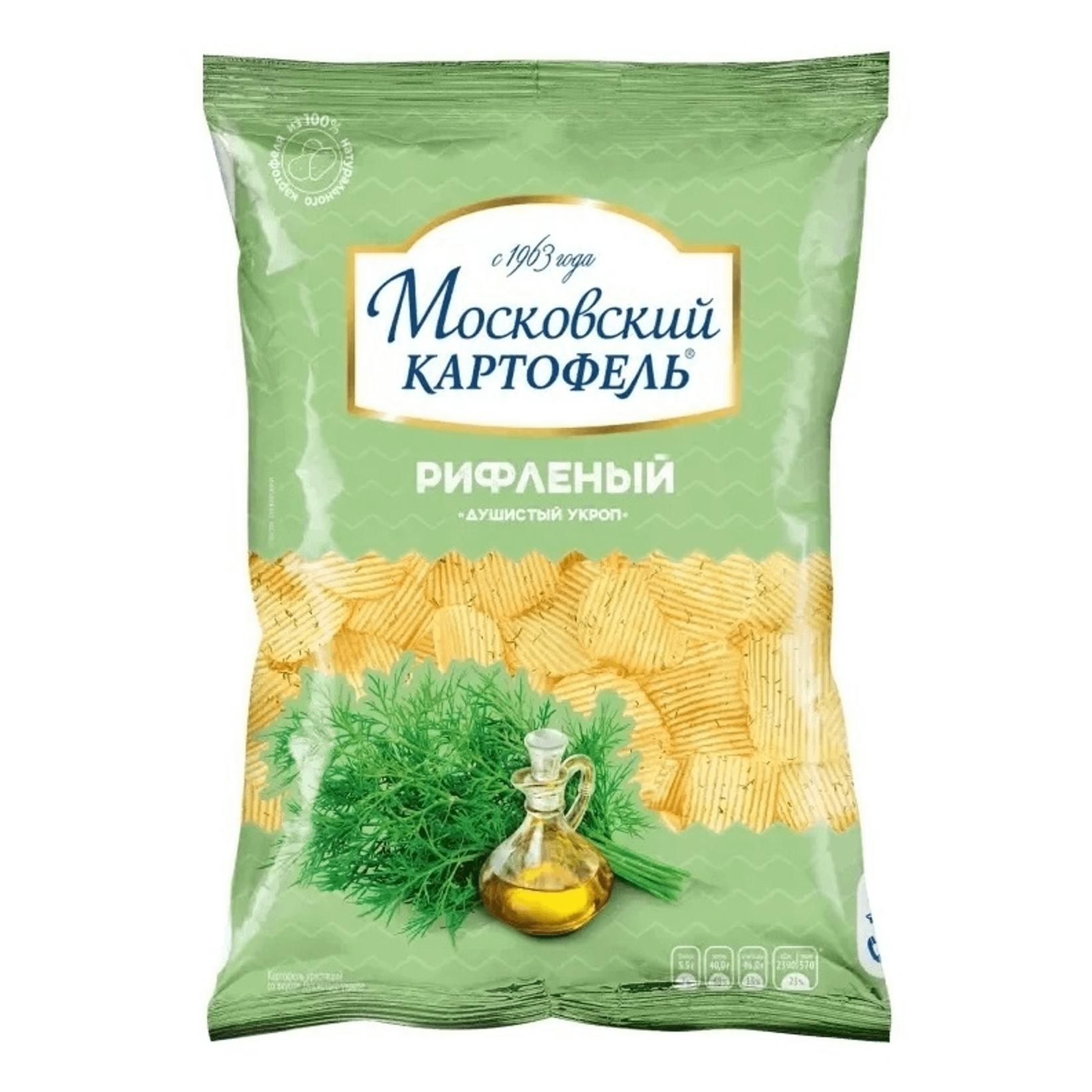 Чипсы Московский картофель Душистый укроп рифленые 120 гр., флоу-пак