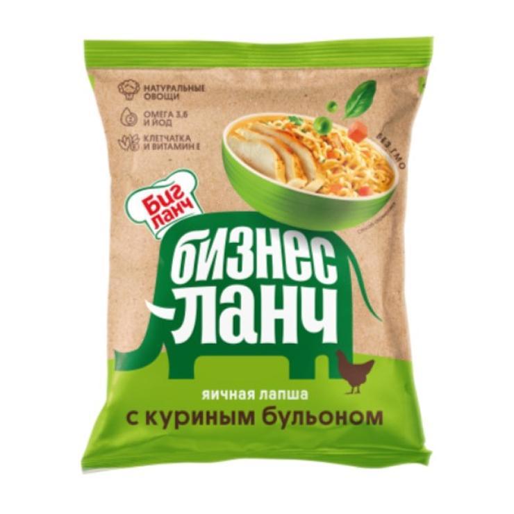 Лапша быстрого приготовления Бизнес Ланч Лапша Яичная с куриным бульоном 60 гр., флоу-пак