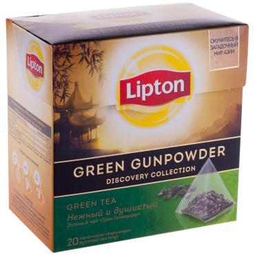Чай Lipton Green Gunpowder зеленый 20 пирамидок, 36 гр., картон