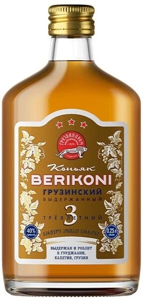 Коньяк Berikoni 3-летний ординарный 40% 250 мл., стекло