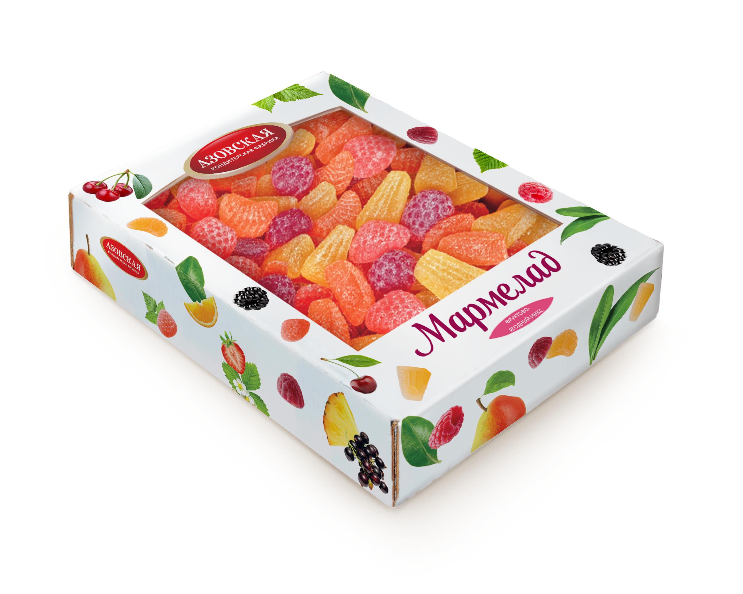 Мармелад желейный Азовская КФ Фруктово-ягодный микс 2 кг., картон
