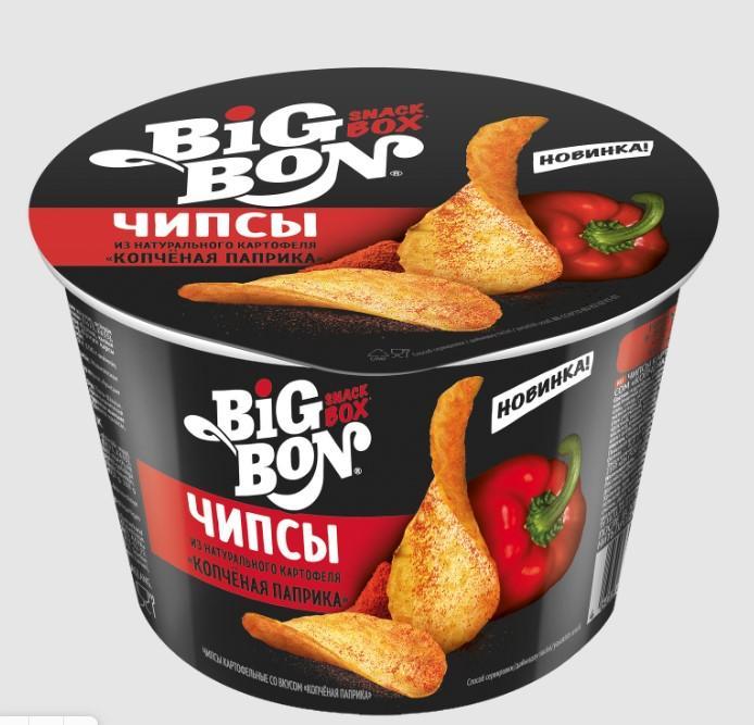 Чипсы Big Bon Snack Box Копченая паприка 70 гр., чашка