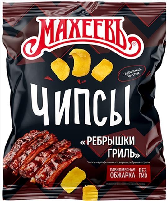 Чипсы Махеев картофельные со вкусом ребрышек гриль 80 гр., флоу-пак