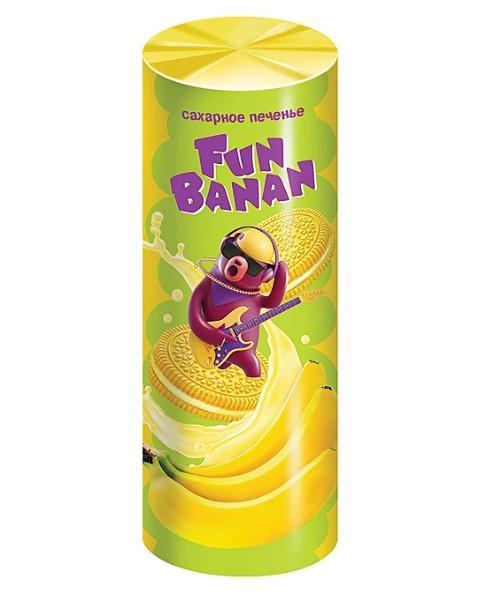 Печенье KDV Fun Banan сахарное банановое 220 гр., обертка