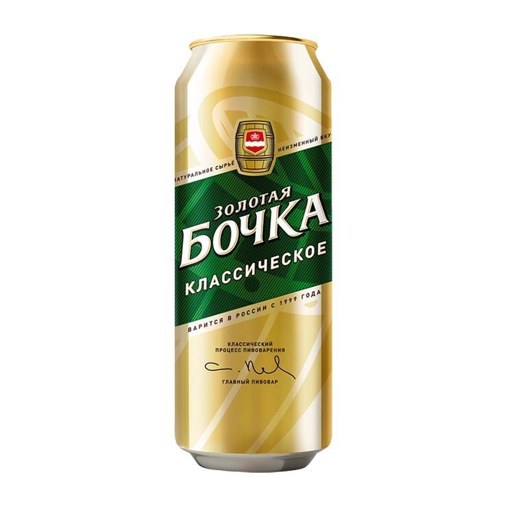 Пиво Золотая бочка светлое классическое пастеризованное фильтрованное 5,2% 450 мл., ж/б