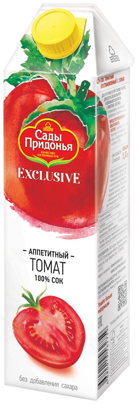 Сок Сады Придонья Exclusive Томат с мякотью 1 л., тетра-пак