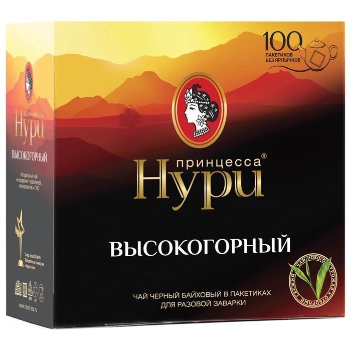 Чай Принцесса Нури Высокогорный черный 100 пакетиков без ярлыка 200 гр., картон