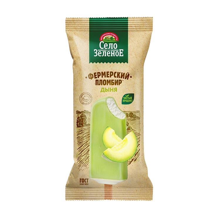 Мороженое эскимо Село Зеленое дыня во фруктовой глазури 15% 70 гр., флоу-пак