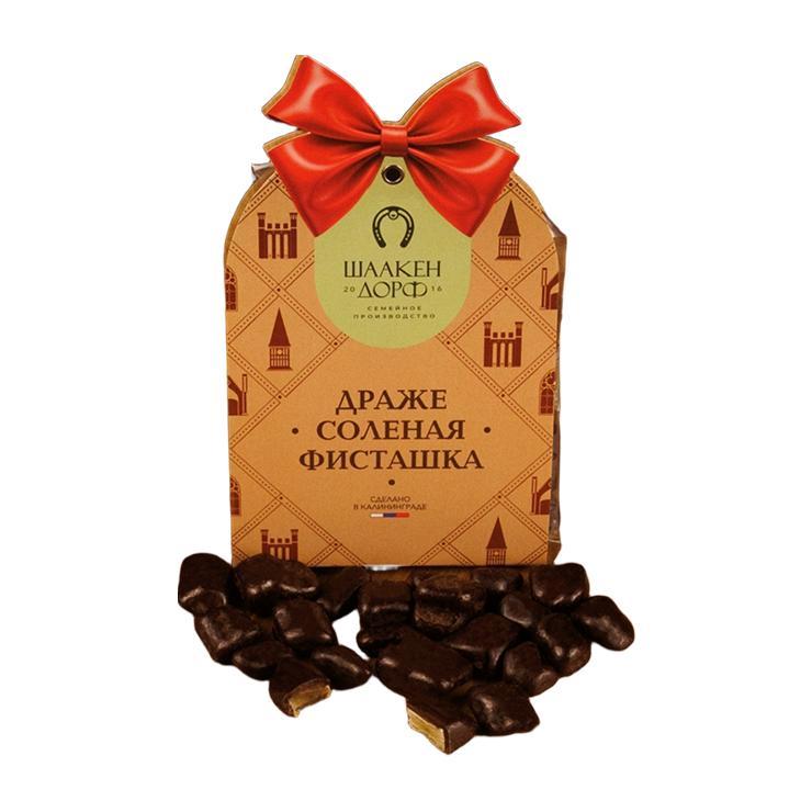 Драже ШААКЕН ДОРФ Соленая фисташка в темном шоколаде 150 гр., картон