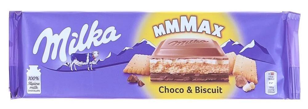 Шоколад Milka молочный choco biscuit chocolate 300 гр., флоу-пак