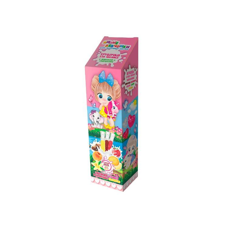 Трубочки для молока Sweet Food Милые девчонки с игрушкой и сюрпризом 6 гр., картон