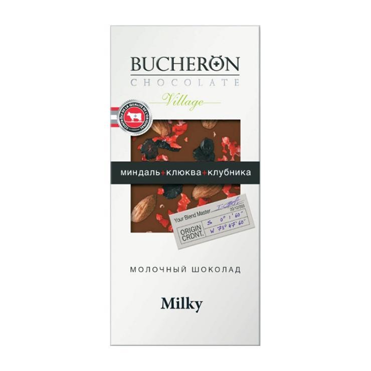 Шоколад Bucheron Village молочный миндаль клюква клубника 100 гр., картон