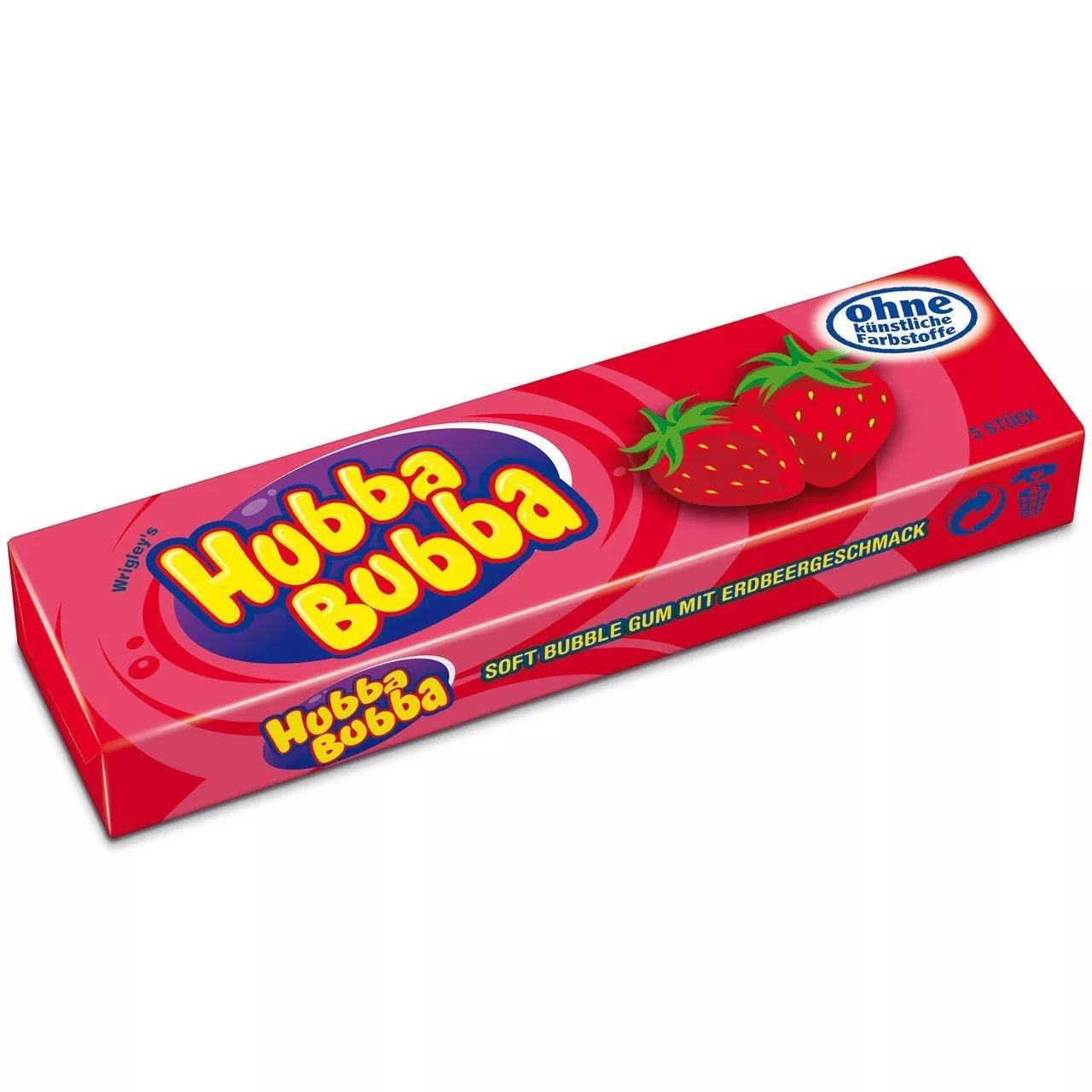 Жевательная резинка Hubba Bubba Strawberry клубника 31 гр., обертка