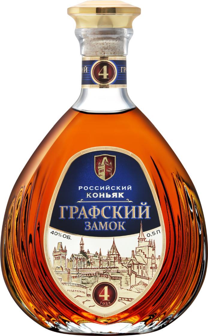 Коньяк российский Графский замок четырехлетний 40% КВКЗ Россия 500 мл., стекло