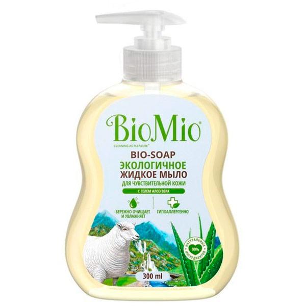 Мыло жидкое BioMio Bio-Soap экологичное увлажняющее гипоаллергенное с гелем алоэ вера 300 мл., ПЭТ