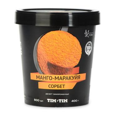Мороженое Сорбет Tim&Tim Десерт замороженный манго-маракуйя, 400 гр., стакан бумажный