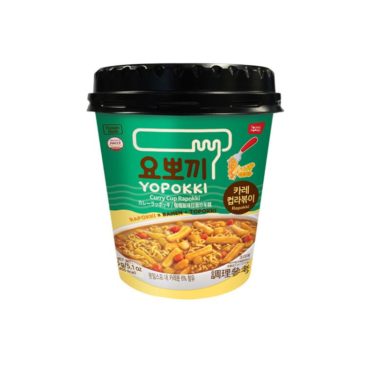 Рисовые клёцки с лапшой Yopokki Ramen Curry 145 гр., стакан