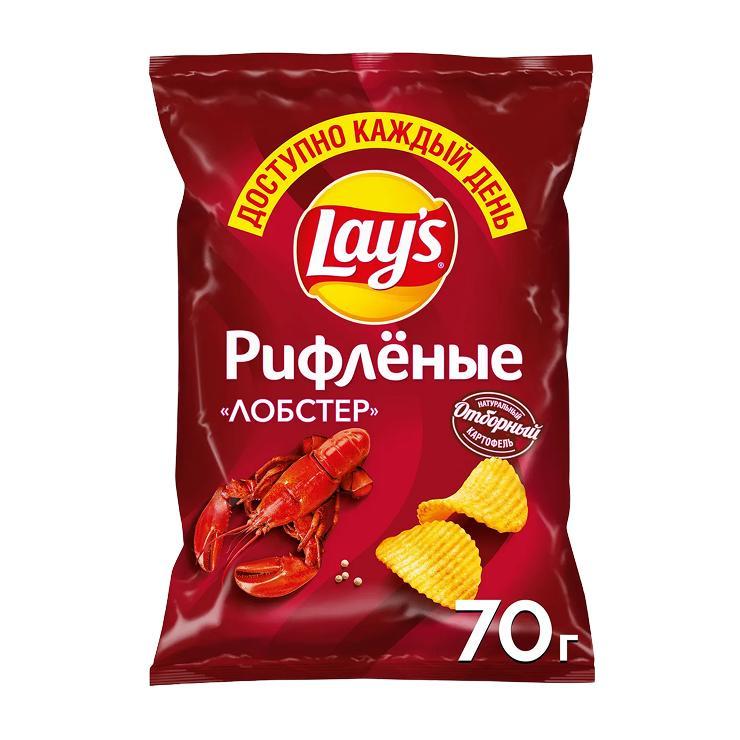 Чипсы Lay's лобстер рифленые 70 гр., флоу-пак