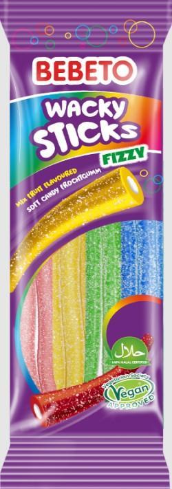 Мармелад жевательный Bebeto Wacky Sticks Fizzy тутти-фрутти 180 гр., флоу-пак