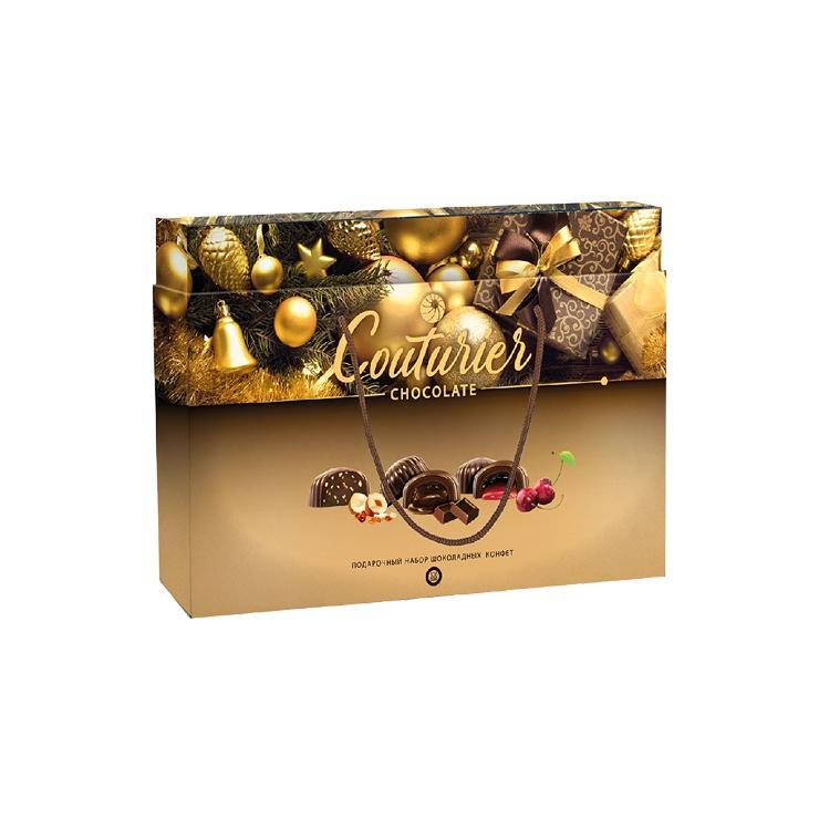 Конфеты Couturier шоколадные двойная золотая сумочка 320 гр., картон