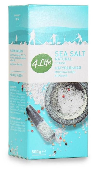 Соль 4LIFE натуральная морская крупная, 500 гр., картон
