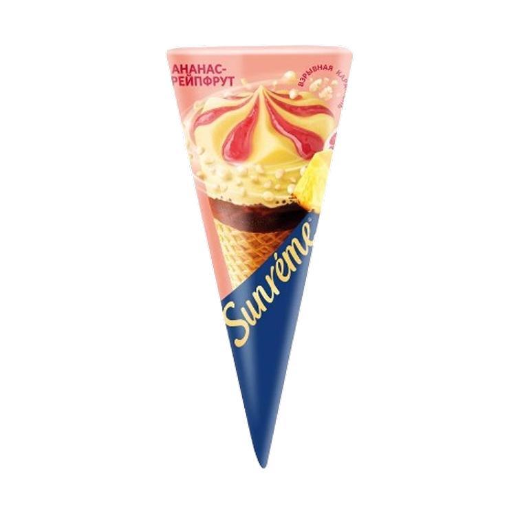 Мороженое рожок Sunreme ананас грейпфрут 84 гр., картон