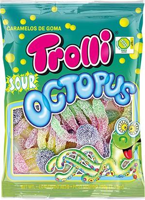 Мармелад жевательный Trolli осьминог 100 гр., флоу-пак