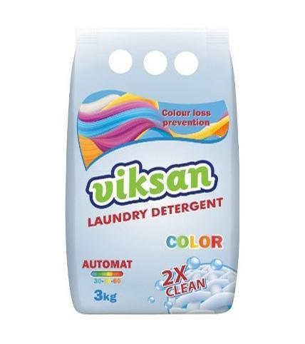 Порошок стиральный Viksan 2X Clean для цветного автомат 3 кг., флоу-пак