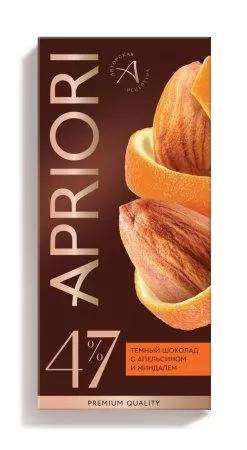 Шоколад Apriori темный шоколад с апельсином и миндалем - 47% какао 85 гр., картон