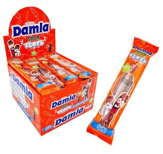 Мармелад жевательный Damla кислые трубочки кола 30 гр., флоу-пак