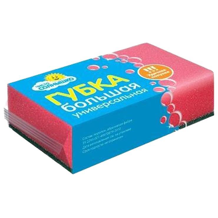 Губка универсальная Чисто Солнышко 14 х 9,5 х 4 см желтый зеленый 35 гр., флоу-пак