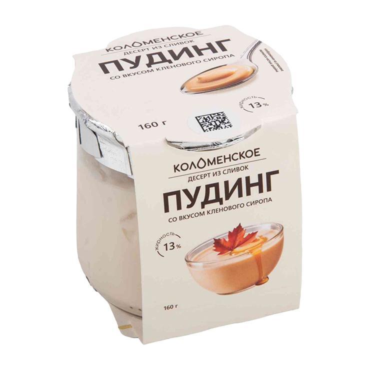 Десерт из сливок Коломенское пудинг кленовый сироп 13% 160 гр., стекло