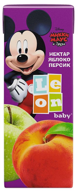 Нектар Leon baby Микки яблочно-персиковый с 5 мес.200 мл., тетра-пак