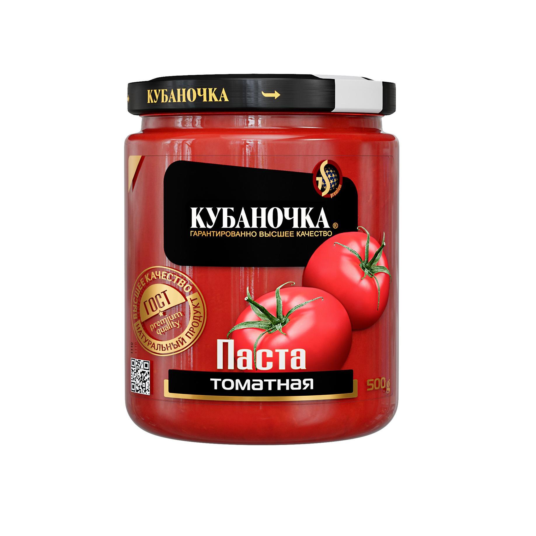 Томатная паста Кубаночка 25% 500 гр., стекло