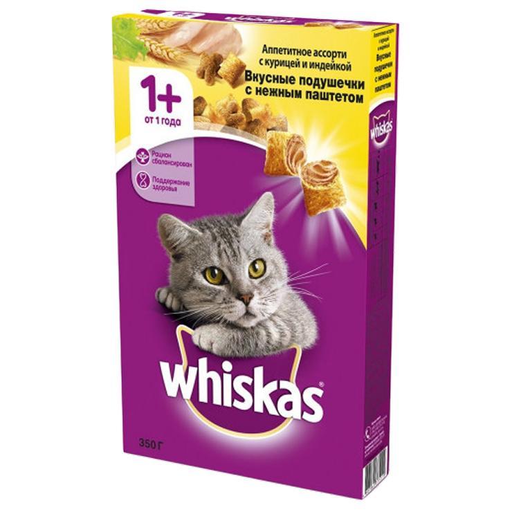 Корм для кошек сухой Whiskas аппетитное ассорти курица-индейка 350 гр., картон