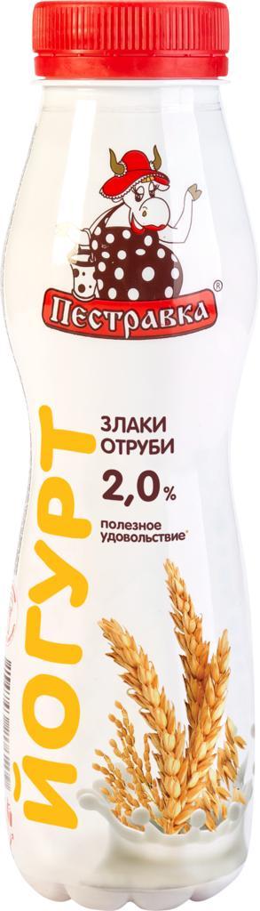 Йогурт питьевой Пестравка отруби-злаки 2% 270 гр., ПЭТ