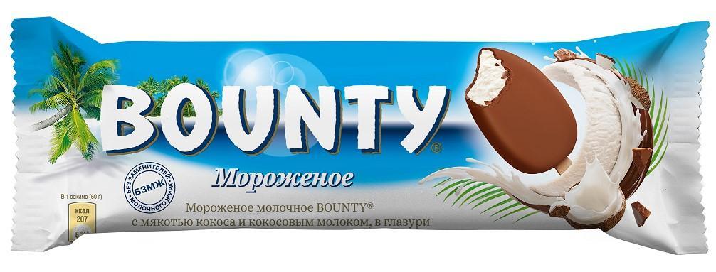Мороженое Bounty эскимо 60 гр., флоу-пак