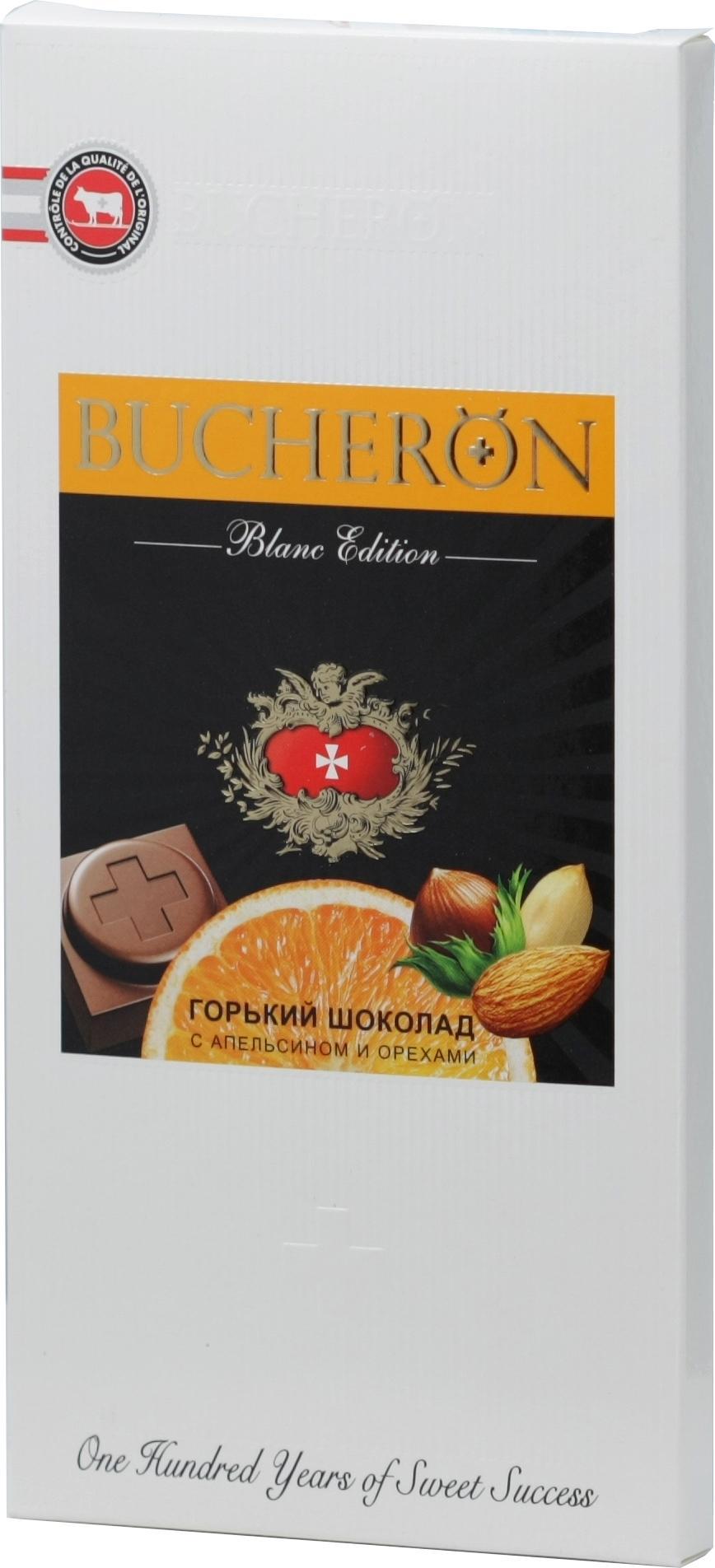 Шоколад Bucheron Blanc Edition горький с апельсином и орехами 85 гр., картон