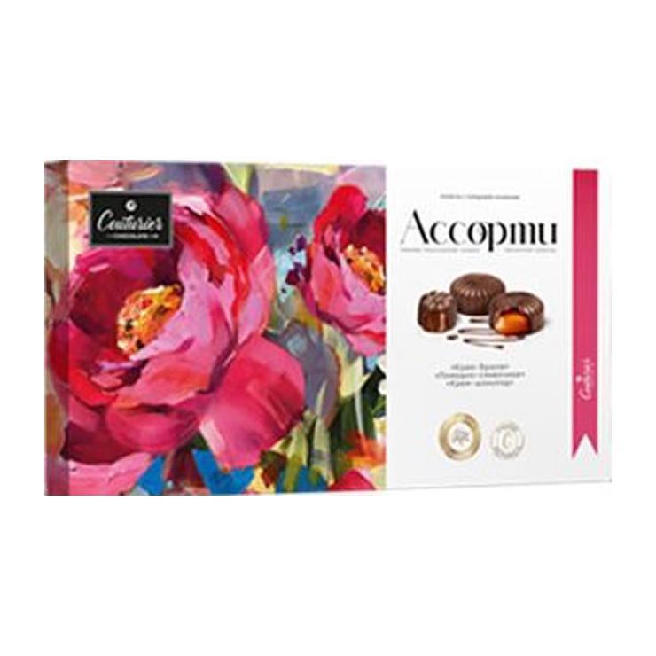 Набор конфет Шоколадный Кутюрье Пионы ассорти 130 гр., картон
