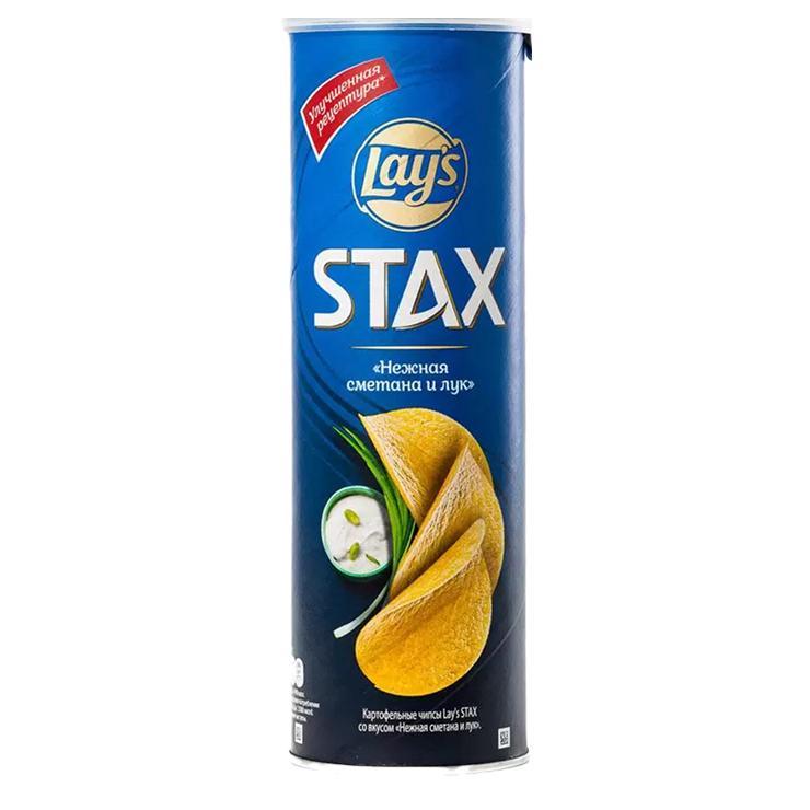 Чипсы Lay's Stax нежная сметана и лук 140 гр., туба