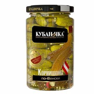 Корнишоны Кубаночка маринованные по-венски , 360 гр, стекло