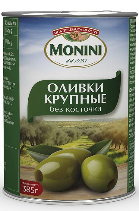 Оливки Monini крупные без косточки 385 гр., ж/б