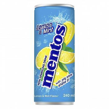 Напиток газированный Mentos со вкусом лимона и мяты 240 мл., ж/б