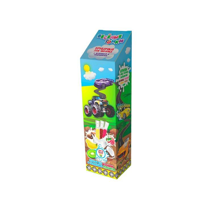 Трубочки для молока Sweet Food Веселые гонки с игрушкой и сюрпризом 6 гр., картон