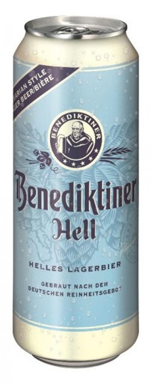 Пиво светлое фильтрованное 5% Benediktiner Original Hell, 500 мл., ж/б